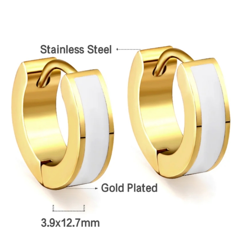 18k plated Gold and White Two-Tone‎ Hoop Earrings